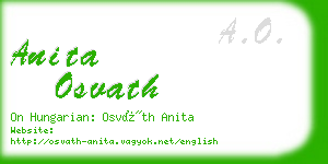 anita osvath business card